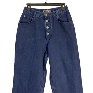 VTG Bonjour Button Fly Vintage Jeans Dark Wash High Rise Mom Boho Western Cotton